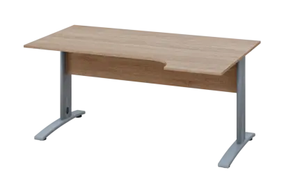 ERK 18 - 164 stůl kancelářský, rohový, pravý, kovová podnož stříbrná, deska 18 mm, široký 1600 mm, dub bardolino